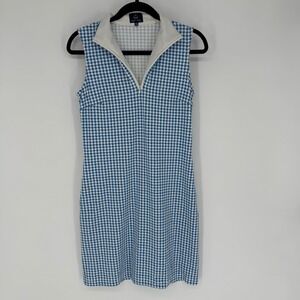 SAILOR-SAILOR BRIT HOUNDSTOOTH 1/4 ZIP GOLF DRESS UPF 50 XS COUNTRY CLUB ACTIVE